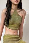 SWAYING/KNIT gradient strapless halterneck top SW23SS1T36 gradient green PS61